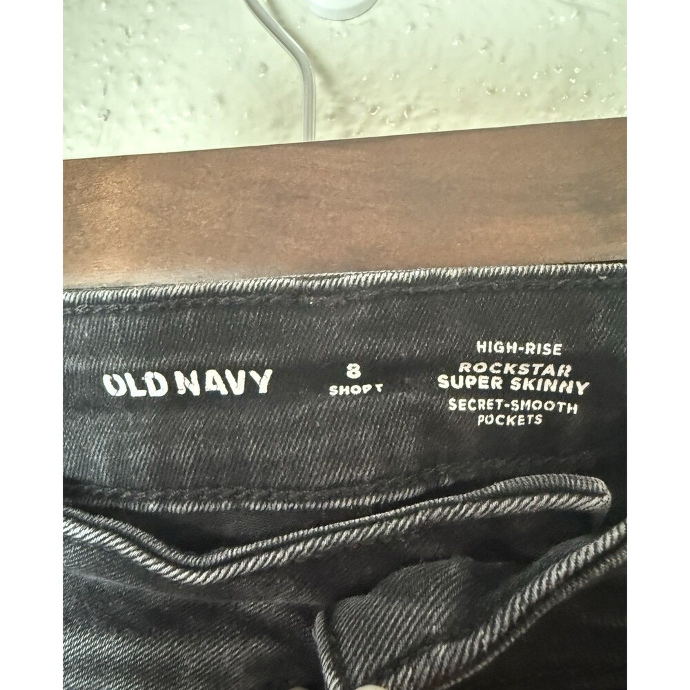 Old Navy Rockstar Super Skinny Jeans High Rise Women Size 8 short Stretch Black - Picture 2 of 9